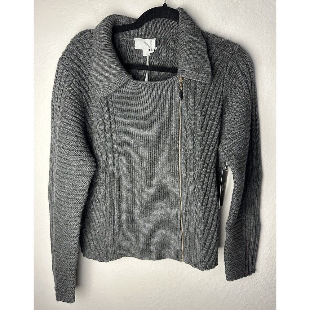 NWT Pure Collection Wool Cashmere Ribbed Biker Jacket Full Zip Women’s LARGE